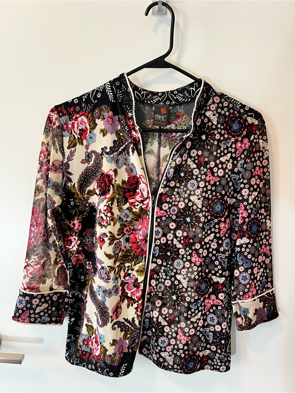 Anac Floral Patchwork Black Pink White Blouse